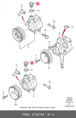 Штуцер FORD Transit (06-) (2.4),Mondeo шланга ГУРа OE 6 742 740 FORD