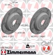 Диск тормозной MERCEDES ML (W164),GL (X164) задний (1шт.) ZIMMERMANN 400366353 ZIMMERMANN