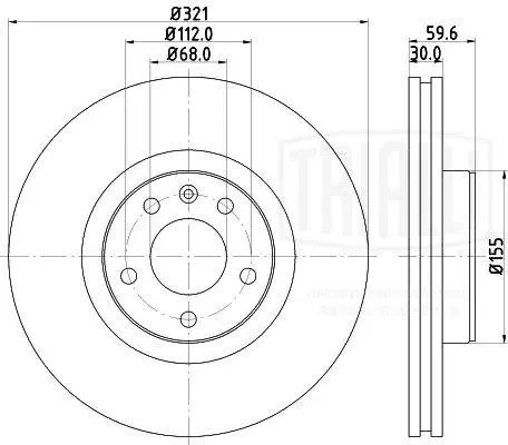 Диск торм. Audi A6 (04-)/A8 (03-) перед. d=321 (DF 180139)  2шт DF 180139 TRIALLI