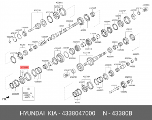Синхронизатор HYUNDAI HD35 (17-) 1,2-й передачи (обойма+ступица) OE 4338047000 HYUNDAI KIA