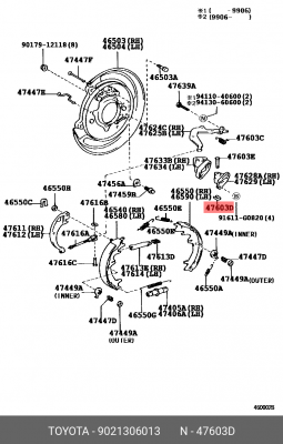 фиксатор штифта колодок ручника!\ Toyota Camry/Corolla/Carina E all 83-00 90213-06013 TOYOTA
