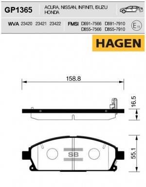 Колодки передние ACURA MDX 01-05, NISSAN ELGRAND 95-10, X-TRAL T30 GP1365 GP1365 SANGSIN