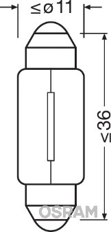 Лампа C10W (10W) SV8,5-8 двухцокольная 35мм 12V 6461 4008321094261 6461 OSRAM