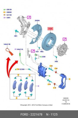 Диск тормозной FORD Transit (14-) передний (1шт.) OE 2221678 FORD