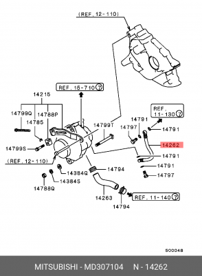 Шланг MITSUBISHI L200,Pajero генератора масляный OE MD307104 MITSUBISHI