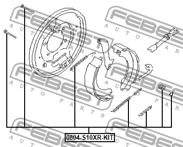 К-кт монтажный барабанных колодок SUBARU IMPREZA 2000-2007 0804-S10XR-KIT 0804-S10XR-KIT FEBEST