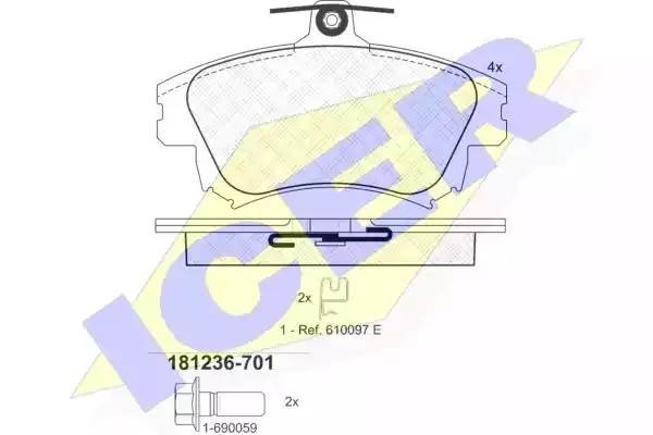 181236-701 колодки дисковые передние !\ Volvo S40/V40 1.6i-1.9Di 97-03 181236701 ICER