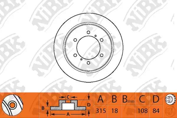 Диск тормозной MITSUBISHI PAJERO 90-/SPACE GEAR 95-00 задний D315мм RN1119 RN1119 NIBK