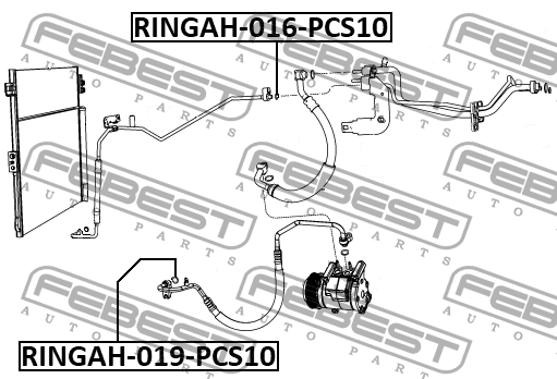 Кольцо уплотнительное трубки кондиционера JEEP GRAND CHEROKEE 2010- (компл-10шт) RINGAH-019-PCS10 FEBEST
