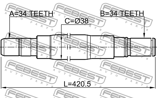 ПОЛУОСЬ ПРАВАЯ 34X421X34 1812-MOKRH 1812-MOKRH FEBEST