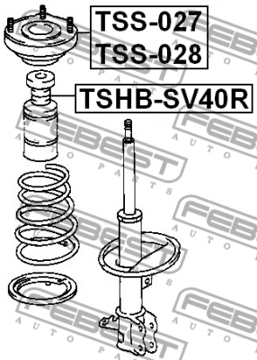 опора амортизатора заднего левая!\ Toyota Camry/Vista SV4/CV40 94-98 TSS-028 FEBEST