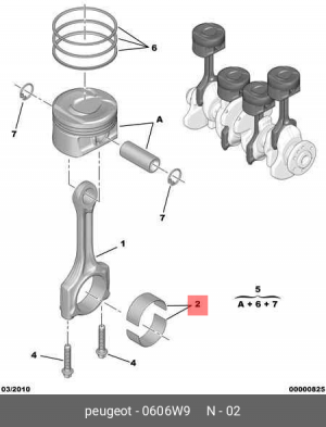 вкладыши шатунные комплект !\Peugeot 308/207 0606 W9 CITROEN PEUGEOT