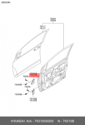 Петля HYUNDAI Solaris,i10,Accent (11-) KIA Rio (11-) двери передней левой верхня 793100X000 HYUNDAI KIA
