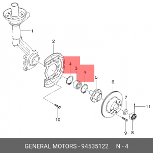 Кольцо стопорное DAEWOO Nexia подшипника ступицы OE 94535122 GENERAL MOTORS
