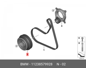11238579928 Демпфер крутильных колебаний ! \BMW 3' G20, G21, 5' G30, G31, 6' G32 11 23 8 579 928 BMW