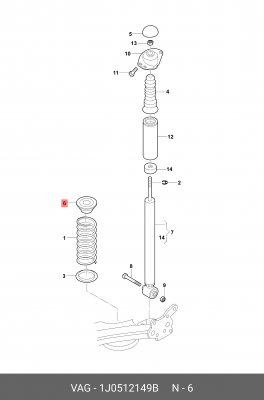 Проставка пружины SKODA Octavia (97-) задней верхняя OE 1J0 512 149 B VAG