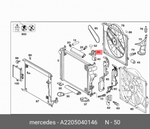 Скоба MERCEDES S (W220) крепления радиатора OE A 220 504 01 46 MERCEDES BENZ