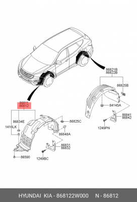 подкрылок передний правый!\ Hyundai Santa Fe 12> 868122W000 HYUNDAI