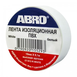 ИЗОЛЕНТА ABRO 19Х9,1 БЕЛАЯ ET912WH ABRO