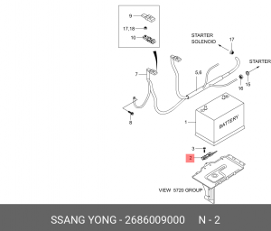 Кронштейн SSANGYONG Actyon (06-/10-),Kyron (05-),Actyon Sports (06-) крепления А 2686009000 SSANG YONG