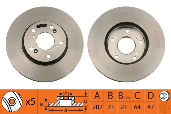 Диск тормозной передний HONDA CIVIC 01-06/CR-V 2.0 02-06/STREAM 15 01- BR28115T BR28115T SB NAGAMOCHI