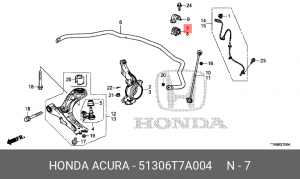 Втулка стабилизатора правая 51306T7A004 51306-T7A-004 HONDA
