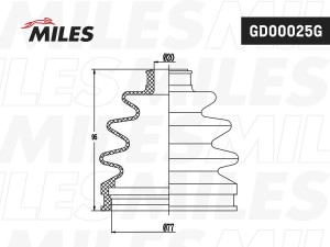 Пыльник ШРУСа наружный (со смазкой) HYUNDAI ACCENT 03- (ТАГАЗ) GD00025G GD00025G MILES