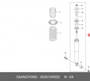 Амортизатор SSANGYONG Kyron (05-) задний левый/правый газовый OE 4530109502 SSANG YONG