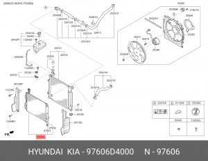 Радиатор кондиционера KIA Optima (16-) (2.0/2.4) OE 97606D4000 HYUNDAI KIA