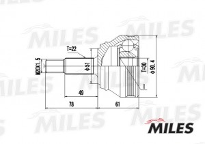 ШРУС наружный VW G1/G2/G3/PASSAT/POLO/SEAT TOLEDO 1.6-2.0 82-99 (GKN 301070) GA2 GA20516 MILES