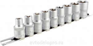 Набор головок ( 9 предметов) "АвтоDело" (Torx E10-E24, на планке) 39839 AVTO DELO
