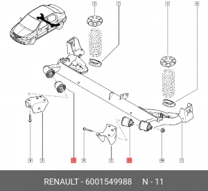 Сайлентблок задней балки RENAULT Logan/LADA Largus 6001 549 988 6001549988 RENAULT