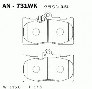 Колодки тормозные дисковые передние ПОДХОДЯТ ДЛЯ LEXUS GS250-450h (GRL1_,GWL1_), AN731WK AKEBONO