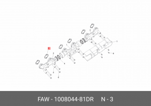 Прокладка коллектора FAW J6(6x6),J6P,4180,4250,3310 выпускного OE 1008044-81DR FAW