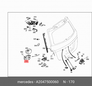 Электропривод замка крышки багажника MERCEDES A 204 750 00 60 MERCEDES BENZ