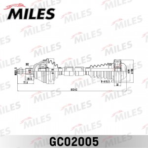 Привод в сборе правый AUDI A3/SKODA OCTAVIA/VW GOLF/BORA 1.9TD-2.8 98- (GKN 3039 GC02005 MILES