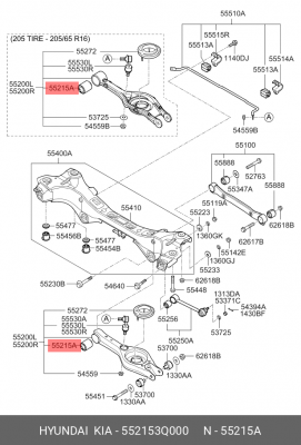 Втулка подвески 55215-3Q000 55215-3Q000 HYUNDAI KIA