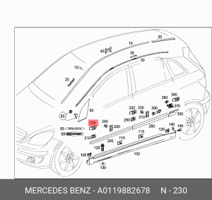 КЛИПСА КРЕПЛЕНИЯ НАКЛАДКИ ДВЕРИ A 011 988 26 78 MERCEDES BENZ
