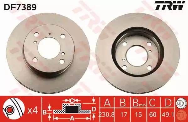Диск тормозной передний SUZUKI WAGON R+ 5/99-5/00 DF7389 DF7389 TRW