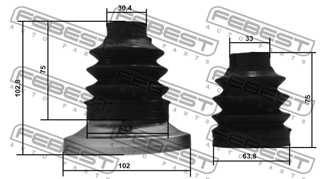 ПЫЛЬНИК ШРУС КОМПЛЕКТ 63.8X75X33 подходит для MERCEDES BENZ E-CLASS 211 4 MATIC  1617P-211R-KIT FEBEST