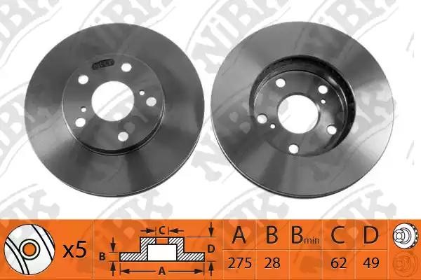 Диск тормозной TOYOTA AVENSIS 01-/CAMRY 91-01/PREVIA 00- передний D275мм RN1009 RN1009 NIBK