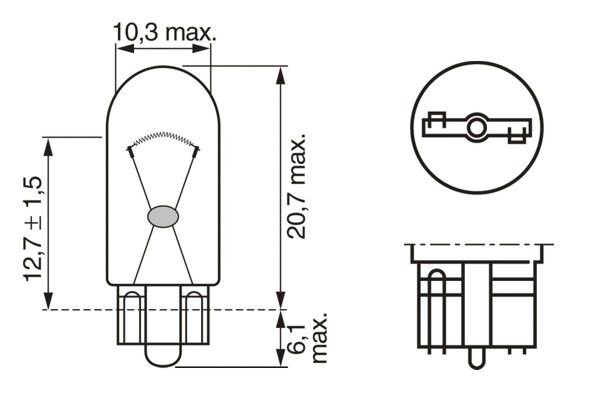 Лампа 12V W5W T10W W2.1x9.5d блистер (2шт.) Pure Light BOSCH 1 987 301 026 BOSCH
