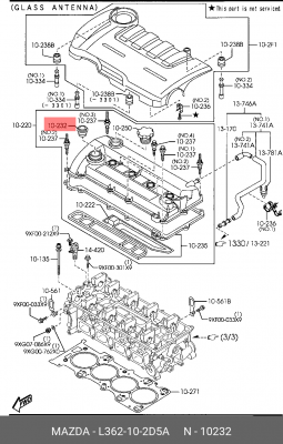 ПРОКЛАДКА КЛАПАННОЙ КРЫШКИ РЕЗИНОВАЯ  L362102D5A L362-10-2D5A MAZDA
