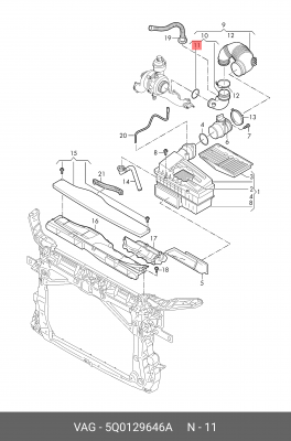 КОЛЬЦО УПЛОТНИТЕЛЬНОЕ, 52.5Х3.4ММ (ВОЗДУХОВОДА СИСТЕМЫ ВПУСКА, ПАТРУБОК - ТУРБОК 5Q0 129 646 A VAG