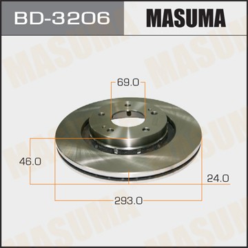 диск тормозной передний!\ Citroen C-Crosser, Mitsubishi Outlander 2.0-2.4/2.2D 0 BD3206 MASUMA