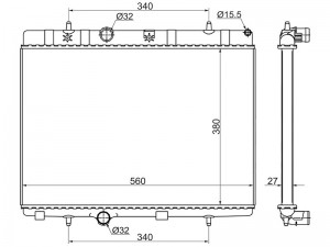 Радиатор PEUGEOT 207 06-CITROEN DS3 10- 1.61.6T1.6TD  PEUGEOT 208 1.01.2T1.41.61 SGPG00032 SAT