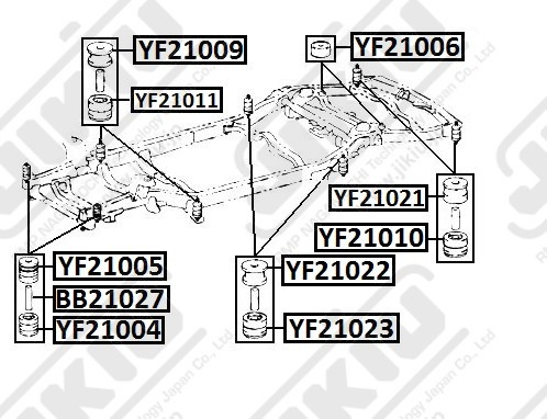Втулка сайлентблока TOYOTA LAND CRUISER PRADO 120 02-09, LEXUS GX470 BB21027 BB21027 JIKIU