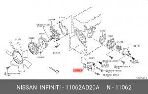 прокладка фланца системы охлаждения!\ Nissan Almera 02> 11062AD20A NISSAN