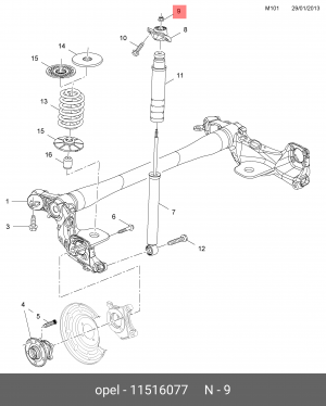 Гайка OPEL Astra J (10-) OE 11516077 GENERAL MOTORS
