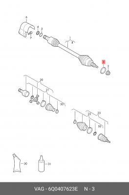 Сальник привода SKODA Fabia (00-) OE 6Q0 407 623 E VAG